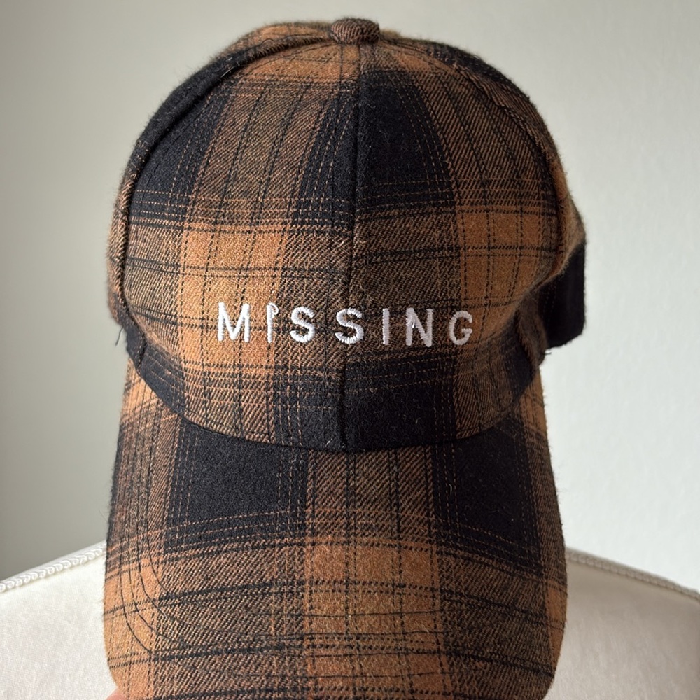 Plaid Stitched “Missing” Hat
